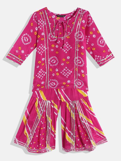 girls bandhani kurta sharara set - 18518646 - Standard Image - 1