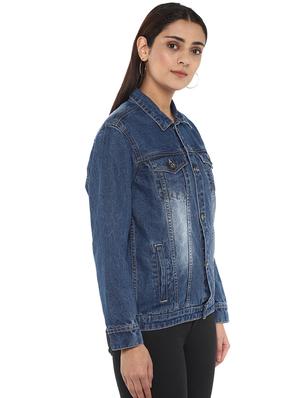embroidered back light washed denim jacket - 18519213 - Standard Image - 2