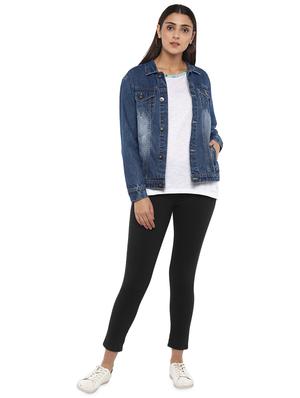 embroidered back light washed denim jacket - 18519213 - Standard Image - 4