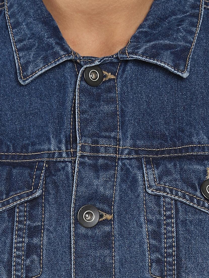 embroidered back light washed denim jacket - 18519213 - Zoom Image - 5