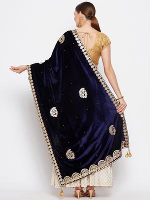gotta patti velvet dupatta - 18519327 - Standard Image - 3