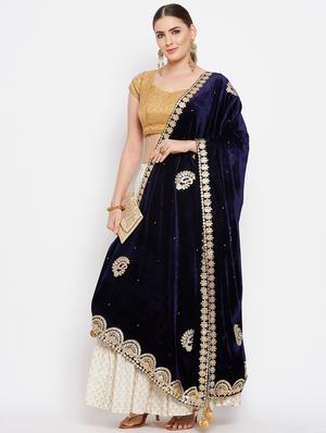 gotta patti velvet dupatta - 18519327 - Standard Image - 4