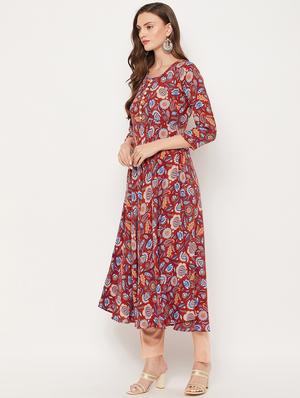 floral print flared kurta - 18519396 - Standard Image - 3