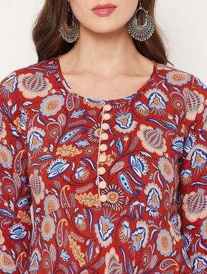 floral print flared kurta - 18519396 - Standard Image - 5