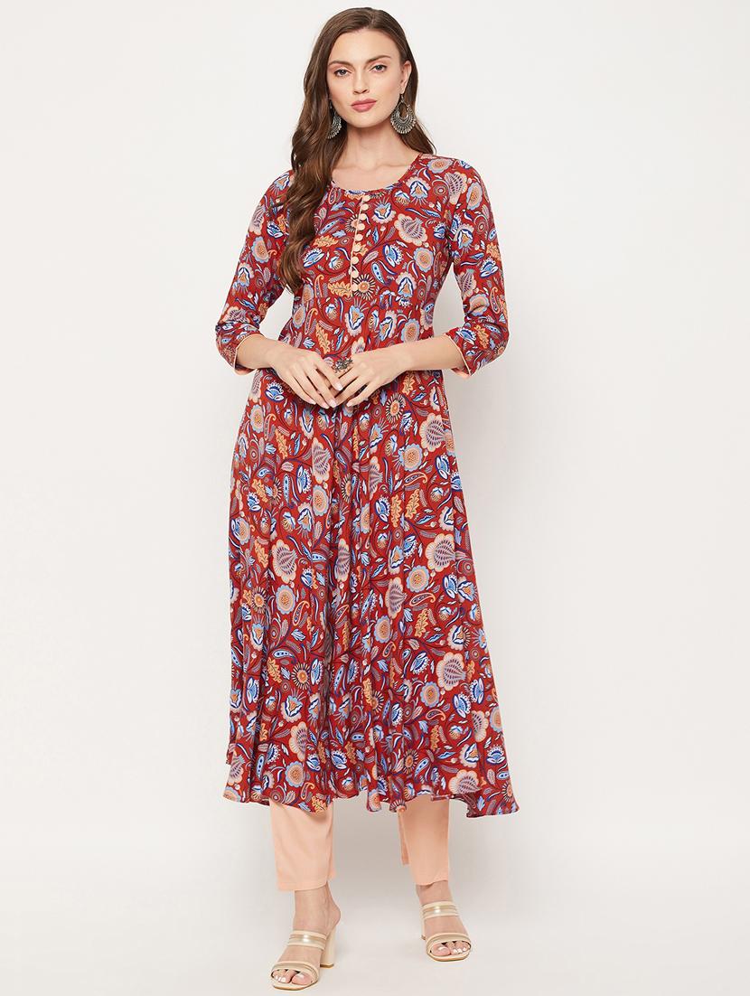 floral print flared kurta - 18519396 - Zoom Image - 2