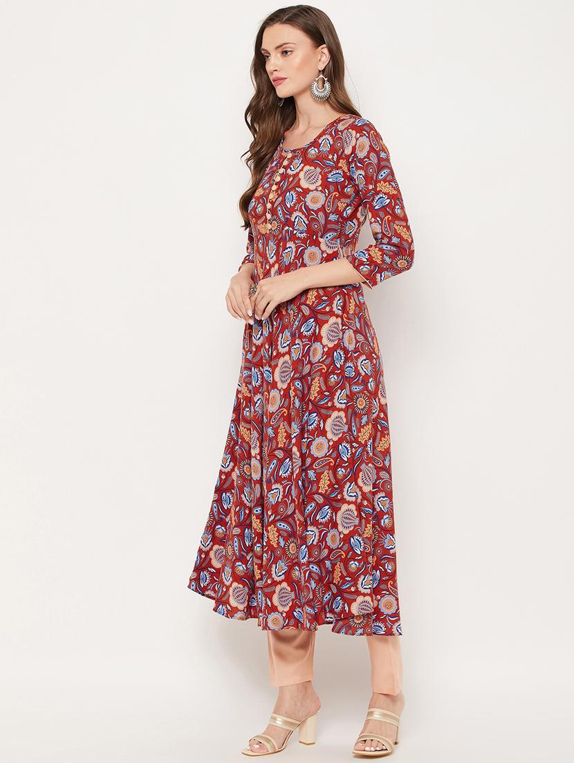 floral print flared kurta - 18519396 - Zoom Image - 3