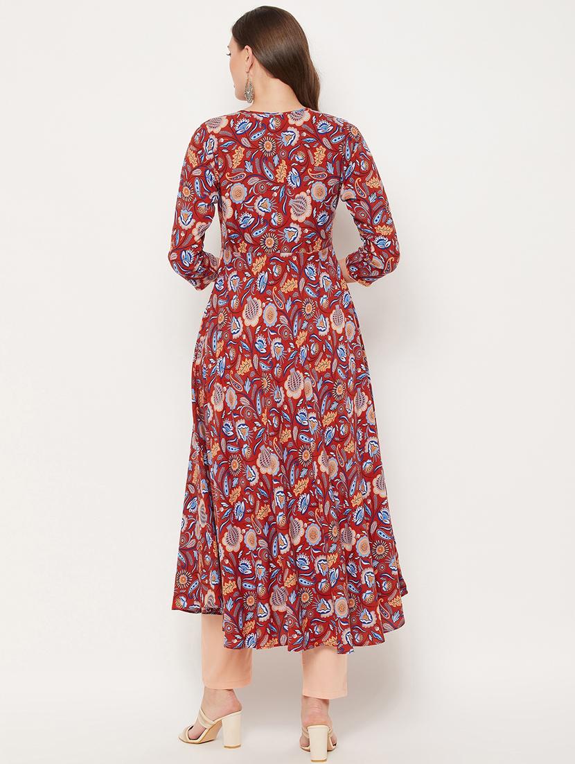 floral print flared kurta - 18519396 - Zoom Image - 4