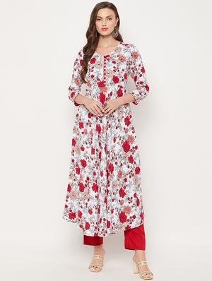 floral print flared kurta - 18519397 - Standard Image - 2