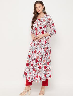 floral print flared kurta - 18519397 - Standard Image - 3