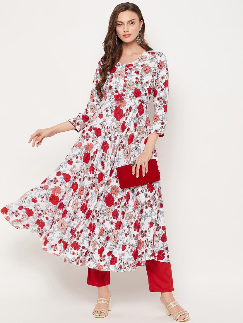 floral print flared kurta - 18519397 - Zoom Image - 1