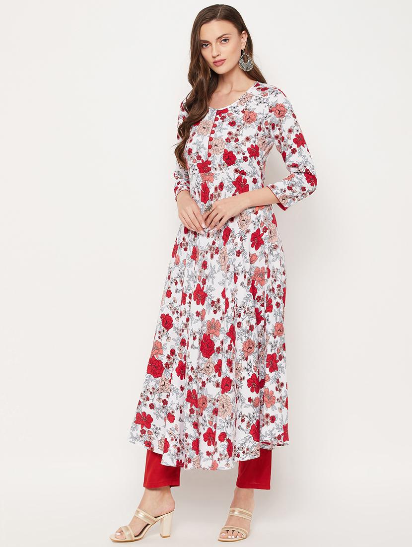 floral print flared kurta - 18519397 - Zoom Image - 3