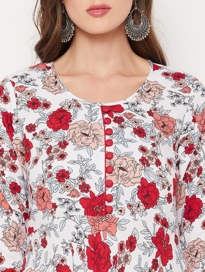 floral print flared kurta - 18519397 - Zoom Image - 5