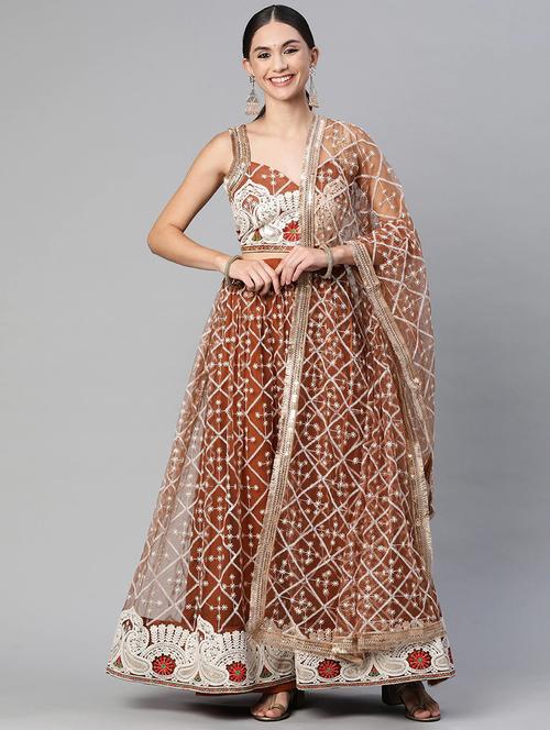 lehenga and choli with embroidery and sequence work and dupatta - 18519629 - Standard Image - 1