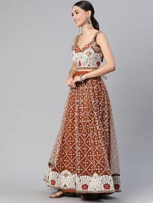 lehenga and choli with embroidery and sequence work and dupatta - 18519629 - Standard Image - 2