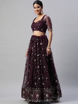 lehenga and choli with embroidery, sequence, zari work and dupatta - 18519640 - Standard Image - 2