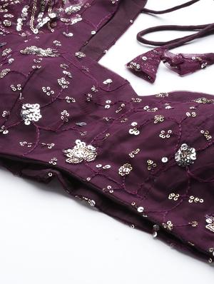 lehenga and choli with embroidery, sequence, zari work and dupatta - 18519640 - Standard Image - 5
