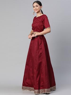 maroon color lehenga and choli with zari work and dupatta - 18519642 - Standard Image - 2