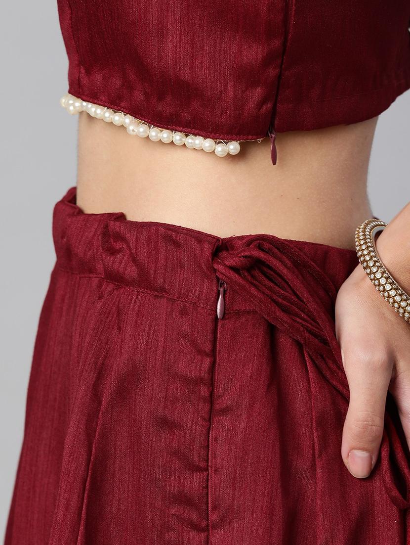 maroon color lehenga and choli with zari work and dupatta - 18519642 - Zoom Image - 4