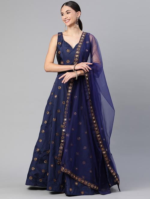 lehenga and choli with zari, sequence and mirror work and dupatta - 18519643 - Very Small Image - 1