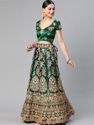 lehenga and choli with zari, embroidery, thread work and dupatta - 18519648 - Standard Image - 2
