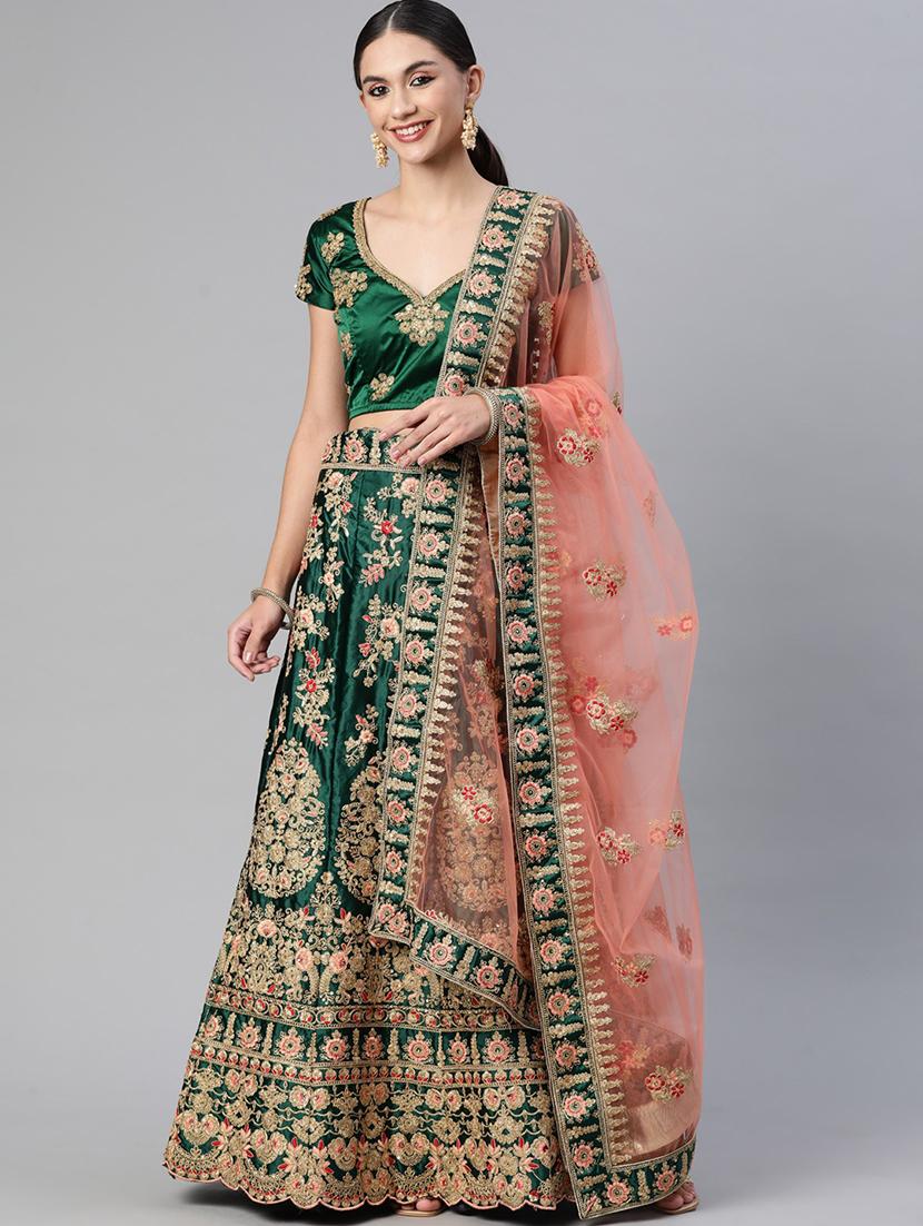 lehenga and choli with zari, embroidery, thread work and dupatta - 18519648 - Zoom Image - 1