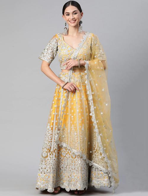 embroidered semi-stitched lehenga choli with dupatta - 18519653 - Standard Image - 1