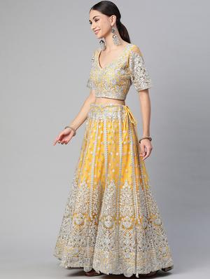 embroidered semi-stitched lehenga choli with dupatta - 18519653 - Standard Image - 2