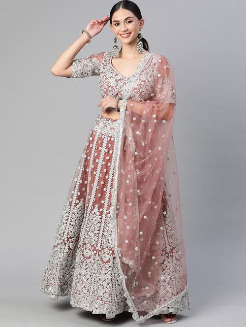 embroidered semi-stitched lehenga choli with dupatta - 18519655 - Standard Image - 1