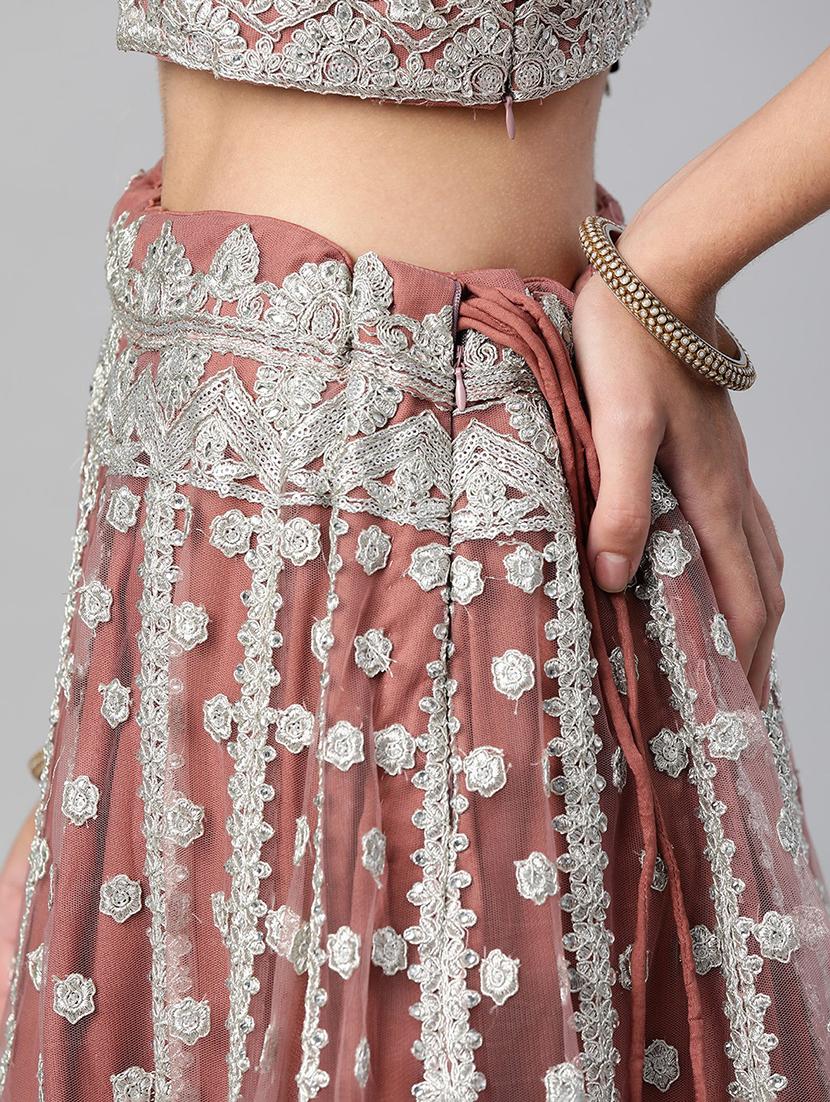 embroidered semi-stitched lehenga choli with dupatta - 18519655 - Zoom Image - 4