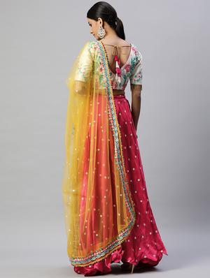 embroidered semi-stitched lehenga choli with dupatta - 18519662 - Standard Image - 3