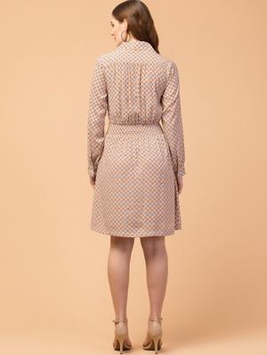 shirt collar printed a-line dress - 18519707 - Standard Image - 3