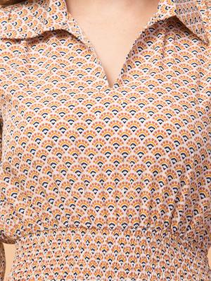 shirt collar printed a-line dress - 18519707 - Standard Image - 4