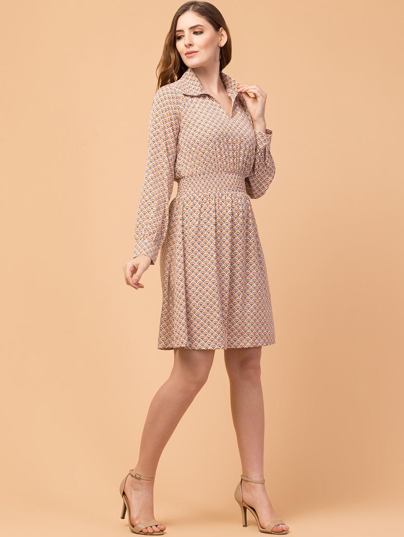 shirt collar printed a-line dress - 18519707 - Zoom Image - 2