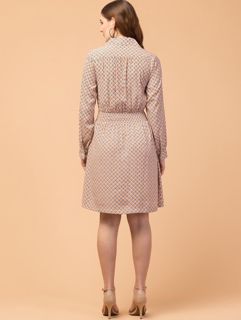 shirt collar printed a-line dress - 18519707 - Zoom Image - 3