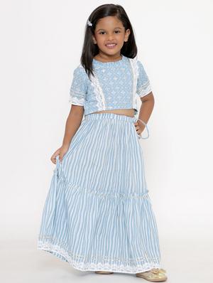 girls prinetd lehnga choli with dupatta - 18519897 - Standard Image - 4