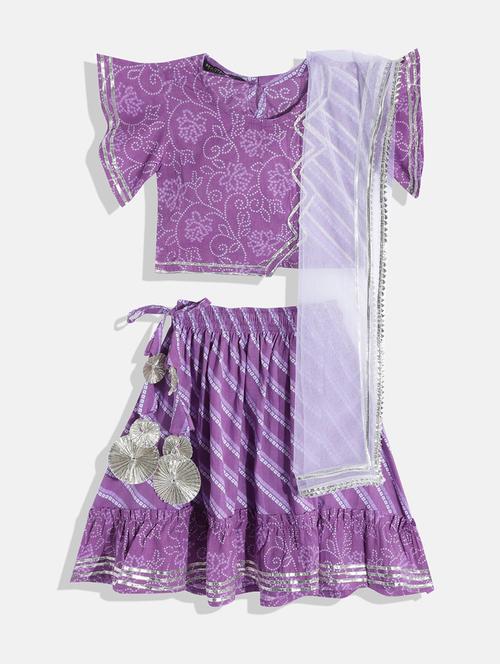 girls printed lehnga choli set with dupatta - 18519994 - Standard Image - 1