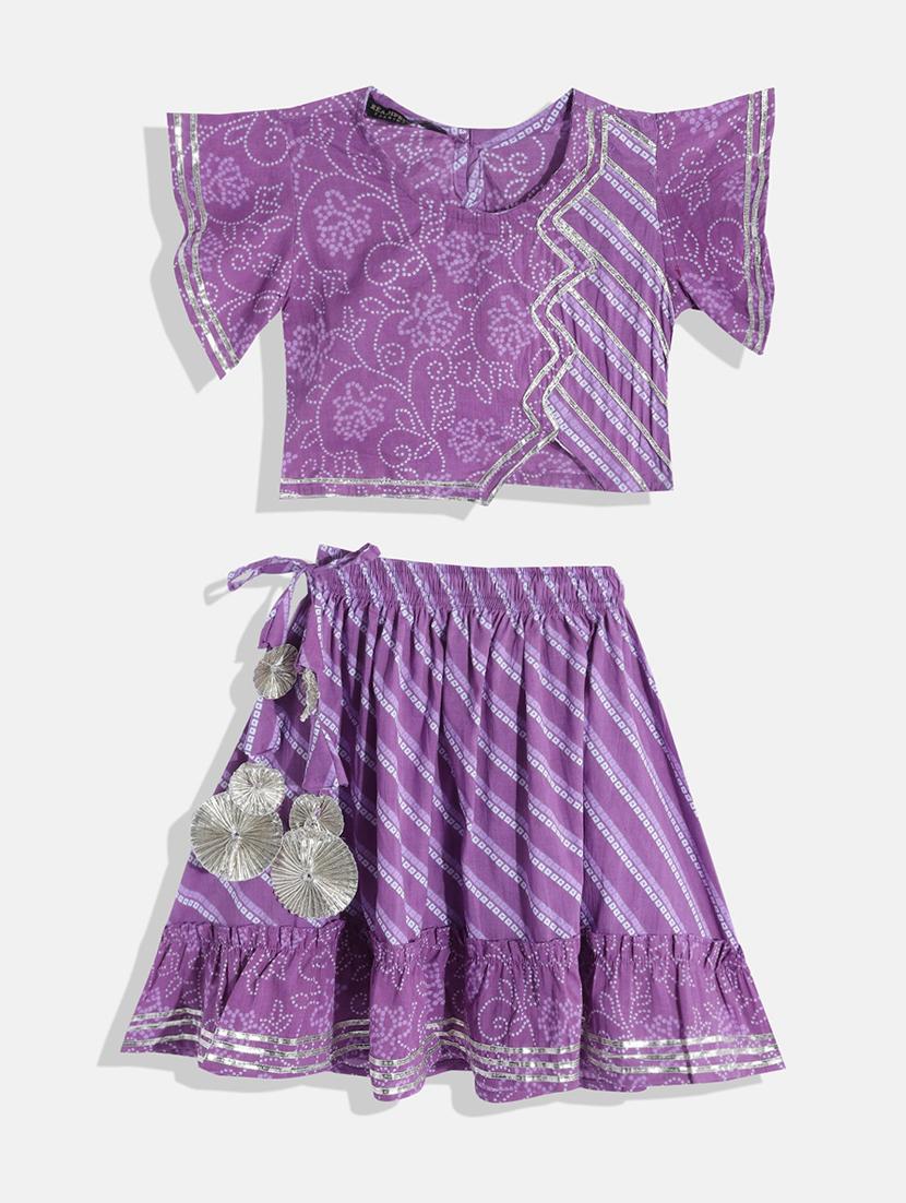 girls printed lehnga choli set with dupatta - 18519994 - Zoom Image - 2
