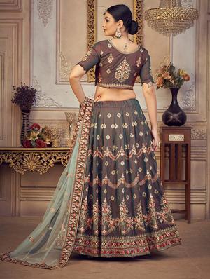 embroidered semi-stitched lehenga choli with dupatta - 18520162 - Standard Image - 2