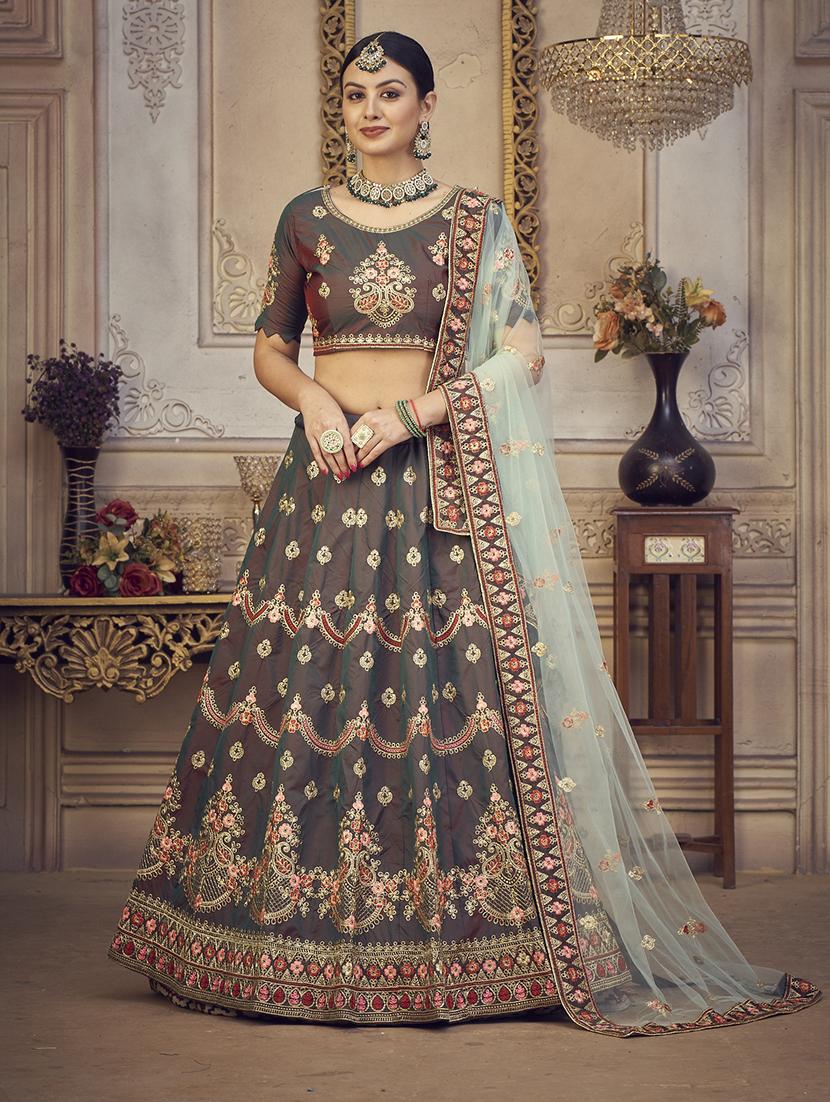 embroidered semi-stitched lehenga choli with dupatta - 18520162 - Zoom Image - 1