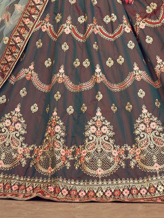 embroidered semi-stitched lehenga choli with dupatta - 18520162 - Zoom Image - 3