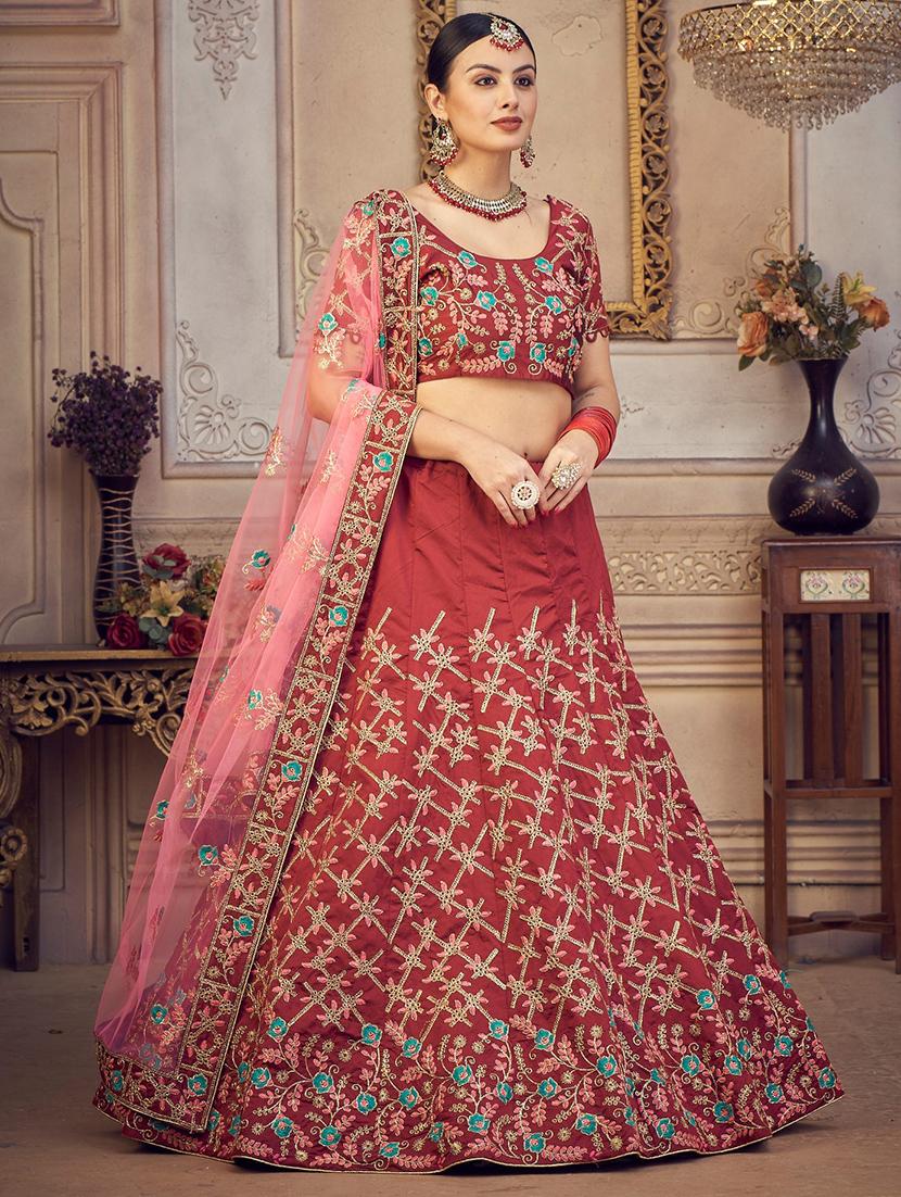 embroidered semi-stitched lehenga choli with dupatta - 18520163 - Zoom Image - 2