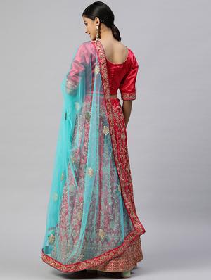 embroidered unstitched lehenga choli with dupatta - 18520188 - Standard Image - 3