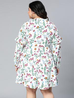 ruffled detailed printed plus size dress - 18523612 - Standard Image - 4