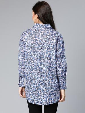 long sleeved floral high low shirt - 18523661 - Standard Image - 4