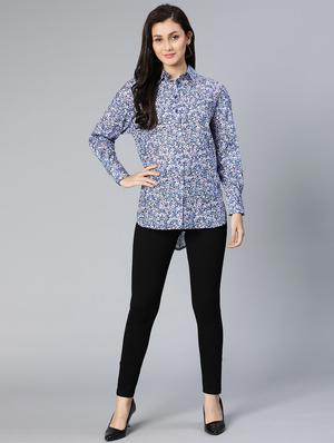 long sleeved floral high low shirt - 18523661 - Standard Image - 5