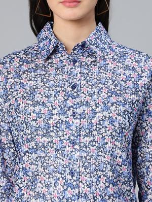 long sleeved floral high low shirt - 18523661 - Standard Image - 6