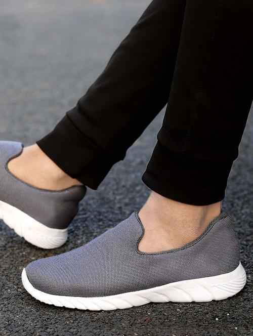 mens grey slip on sport shoe - 18524116 - Standard Image - 1