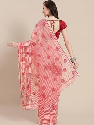 ada hand-embroidered pink kota leheriya saree with chikankari work with blouse - 18524388 - Standard Image - 2