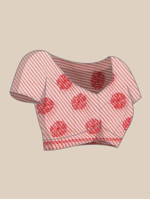 ada hand-embroidered pink kota leheriya saree with chikankari work with blouse - 18524388 - Standard Image - 3