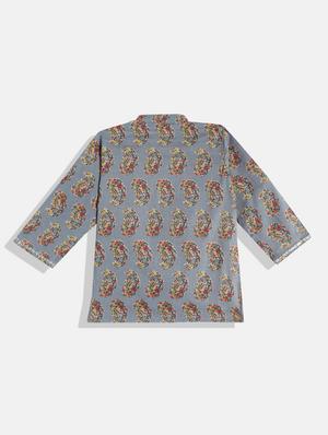 boys grey printed kurta pyjama set - 18524445 - Standard Image - 2